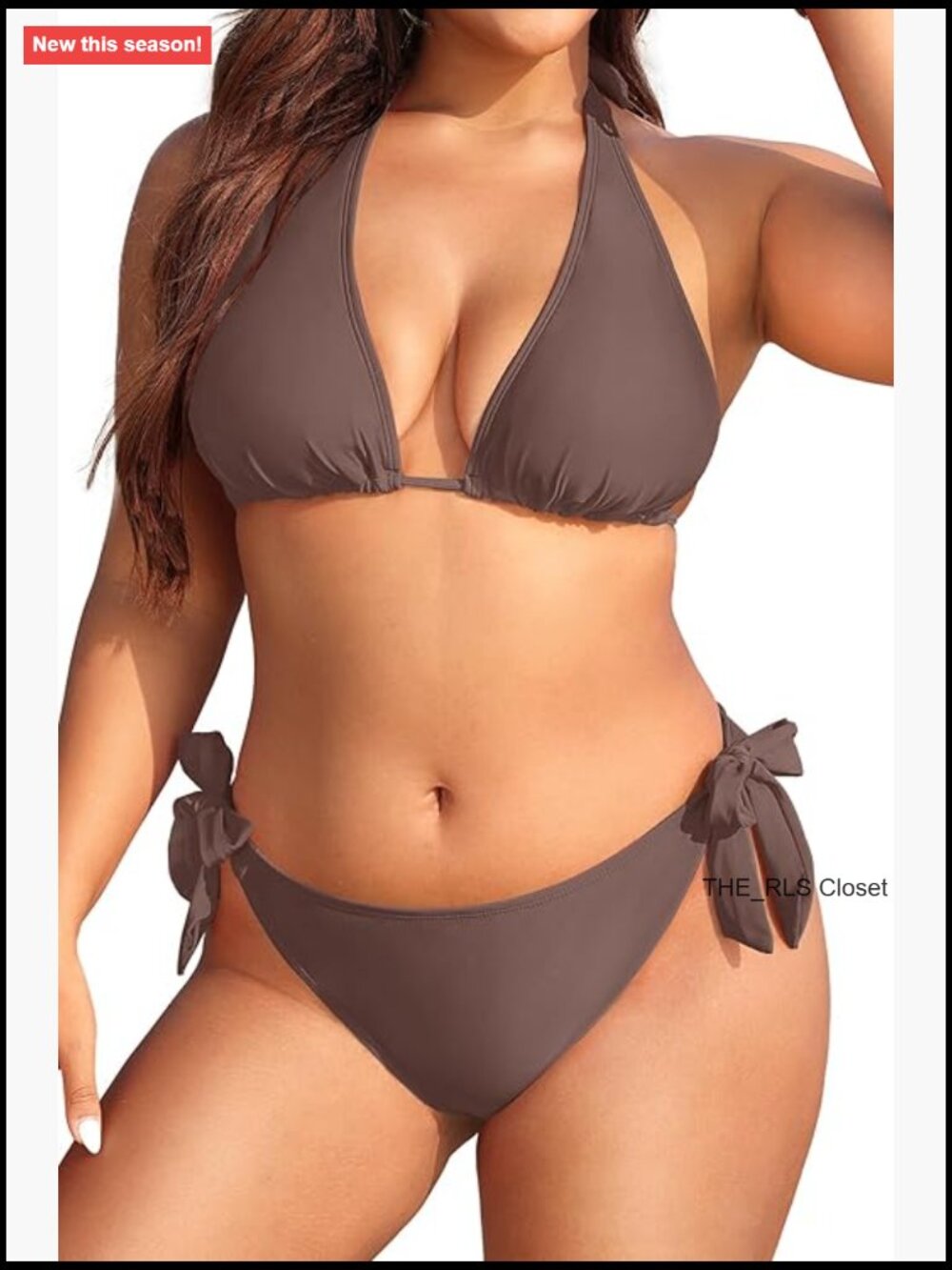 Plus Size Triangle Bikini Set Halter Tie Side Swimsuit